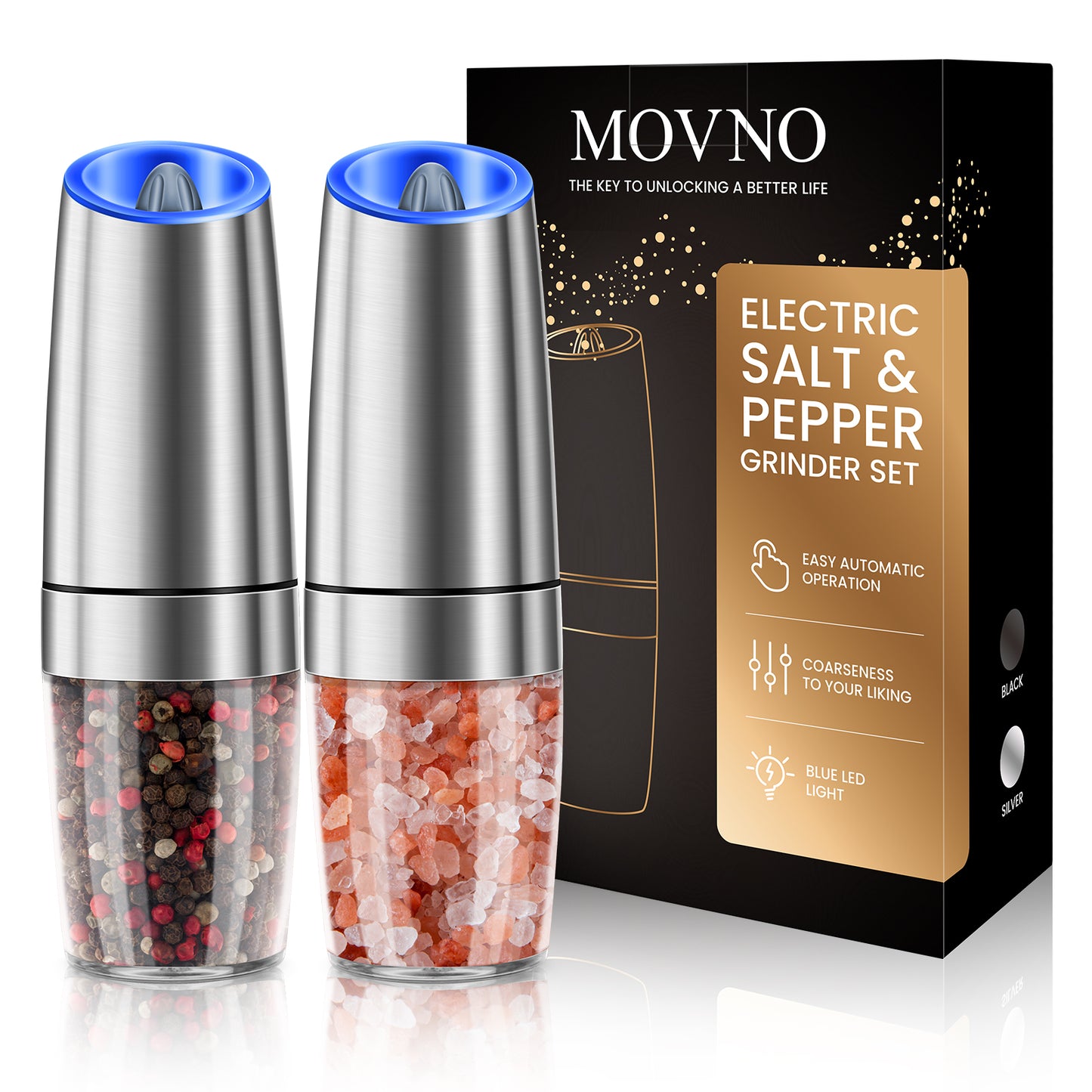 Gravity Electric Salt and Pepper Grinder Set - Automatic Pepper or Salt  Mill Shaker